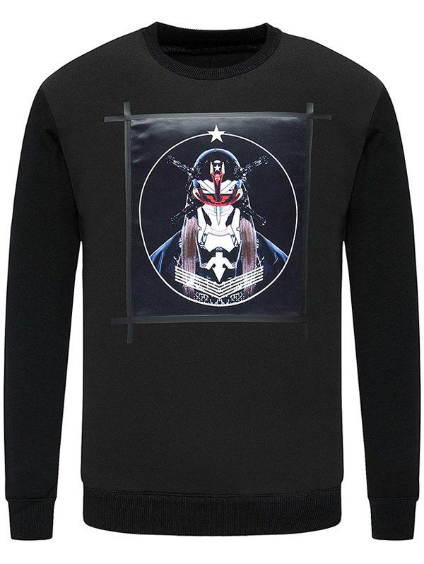 

Masked Men Printed Crew Neck Knitwear, Black