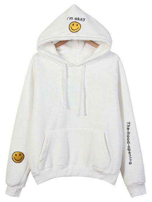 Brodé Thickening Hoodie - Blanc ONE SIZE