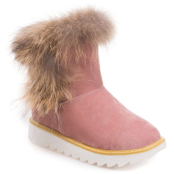 

Suede Platform Faux Fur Snow Boots, Pink
