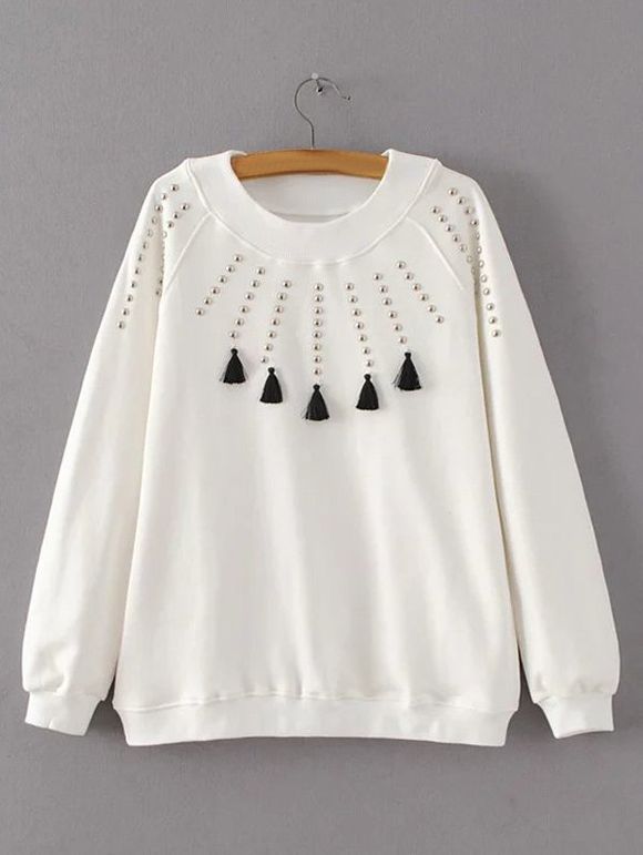 Perlé Tasseled design Sweatshirt - Blanc M
