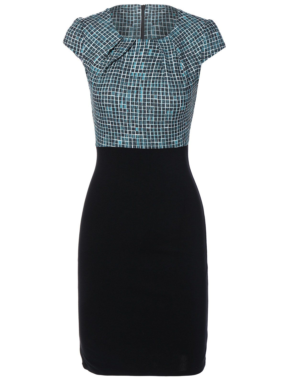 

High-Waist Ruffles Design Work Dress, Green
