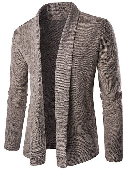 

Shawl Collar Long Slim-Fit Cardigan, Coffee