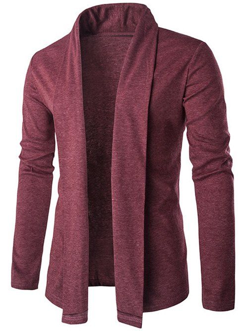 

Shawl Collar Long Slim Cardigan, Red