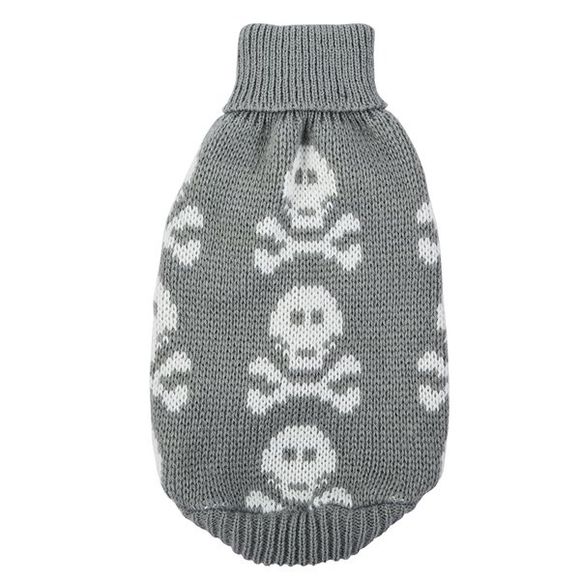 Halloween Petit Skulls en tricot crochet d'hiver Pet vêtements pour chiens - Gris S