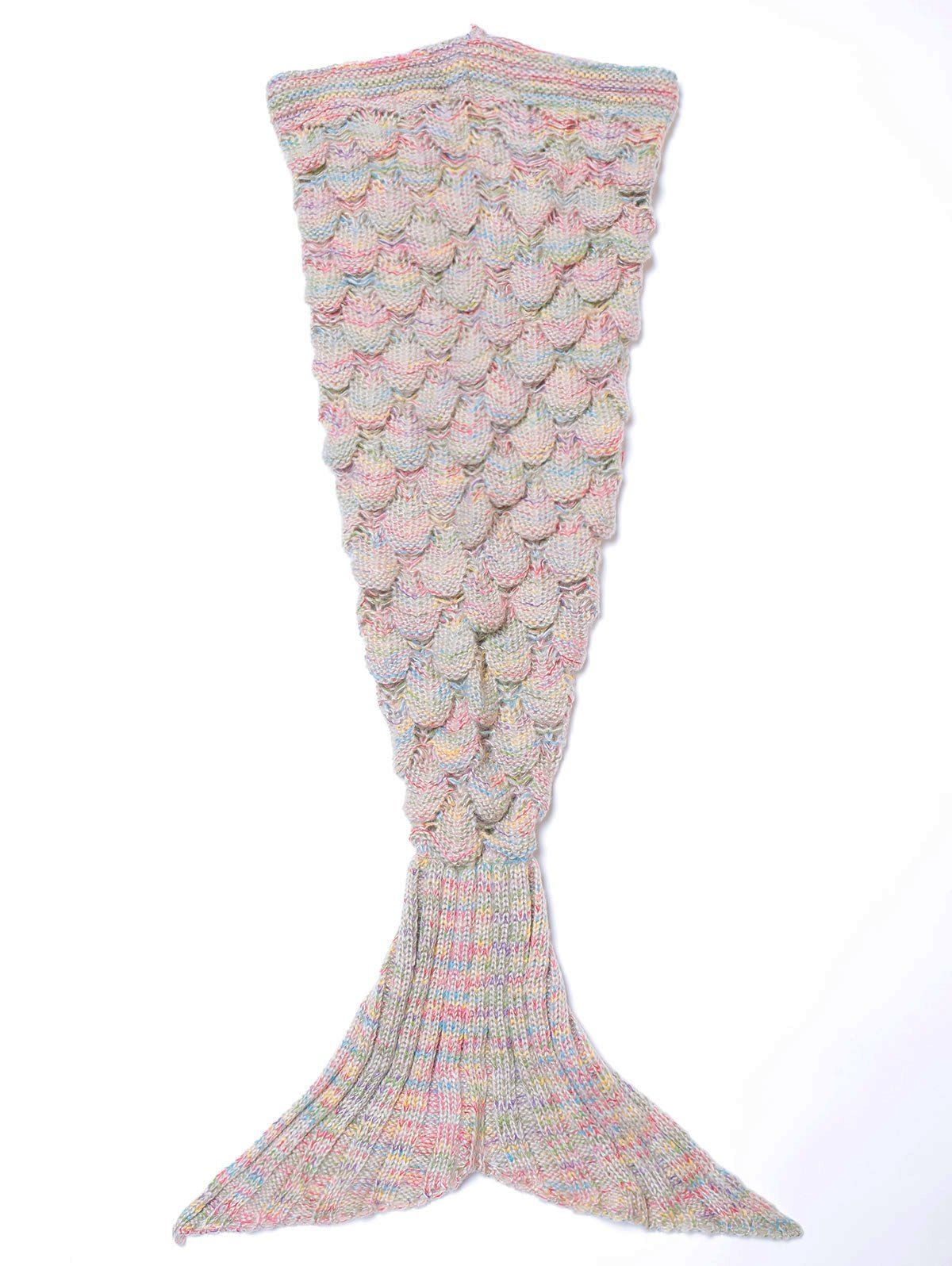 

Endearing Multicolored Knitted Strtchy Mermaid Blanket, Apricot