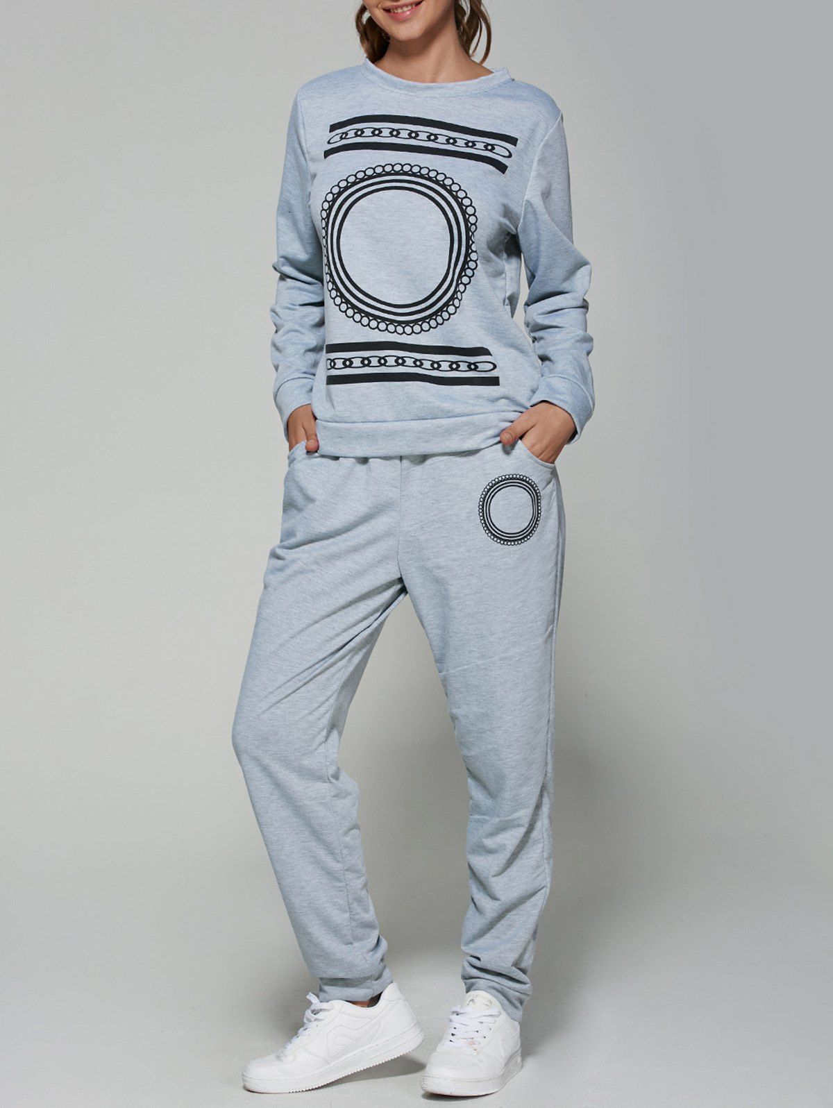 

Pullover Geometric Print Gym Outfits, Gray