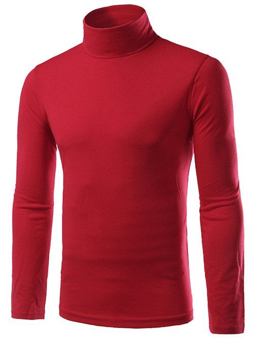 

Turtleneck Long Sleeve Slim-Fit T-Shirt, Red