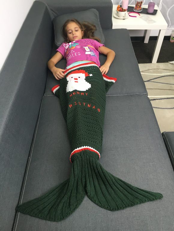 Motif ajouré tricotée Père Noël Mermaid Christmas Blanket - vert foncé 