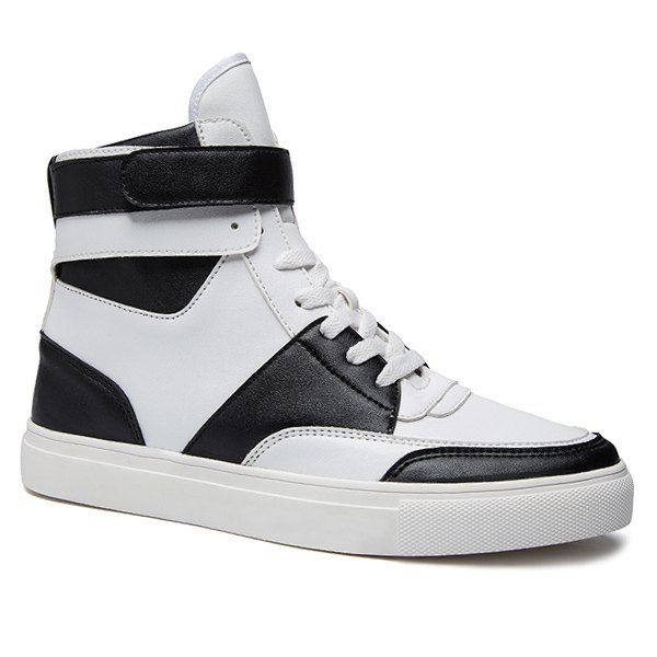 

Casual Lace-Up PU Leather High Top Shoes, White