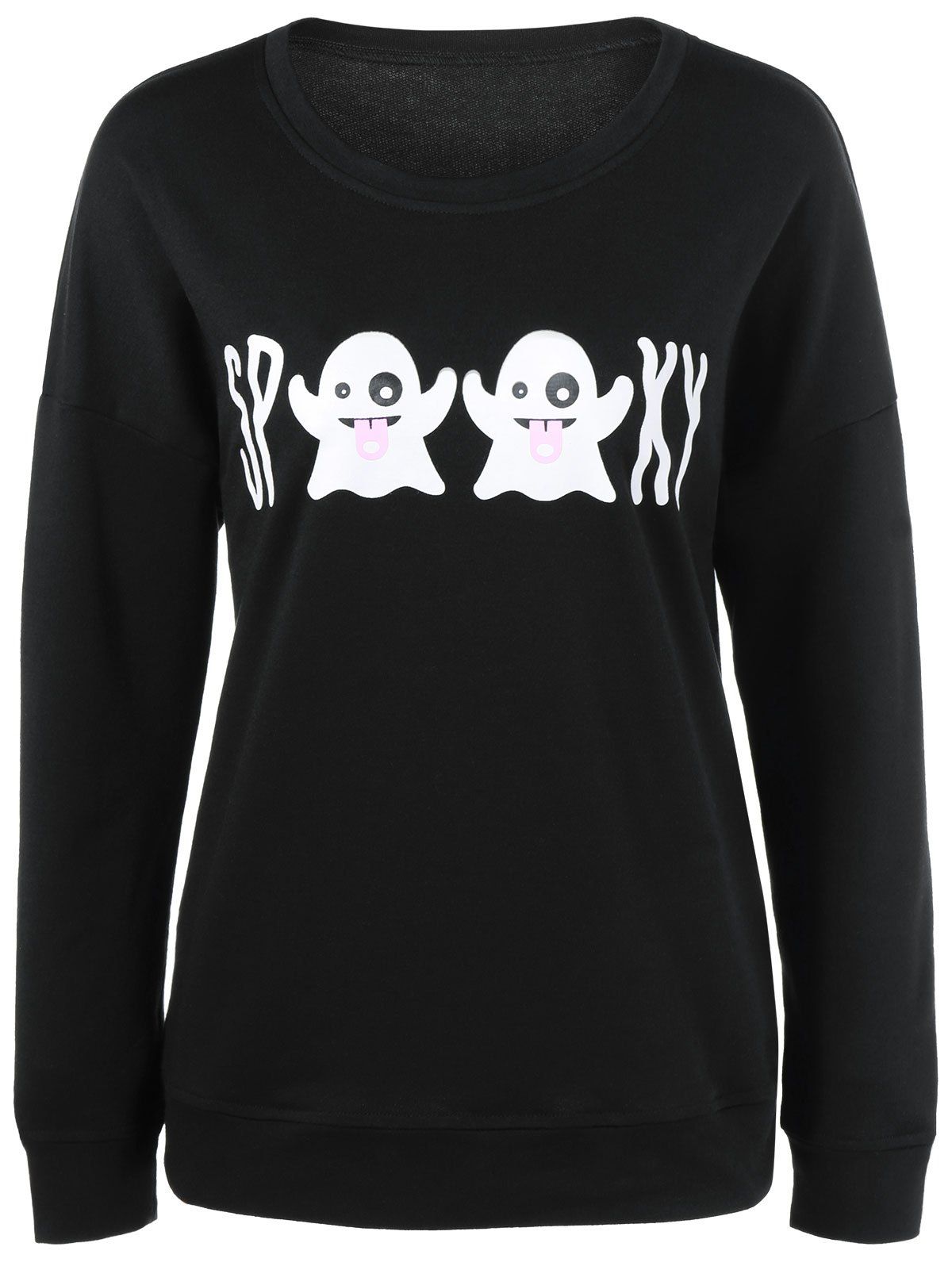 

Ghost Print Long Sleeve T-Shirt, Black