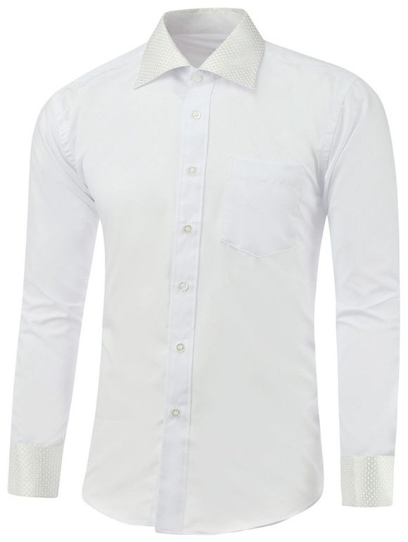 Bouton à manches longues Up Polka Dot Insert Shirt - Blanc 2XL
