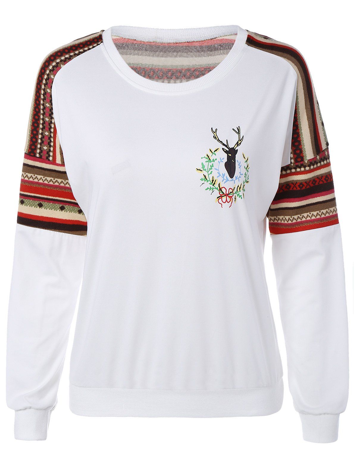 

Patchwork Fawn Print Sweatshirt, White