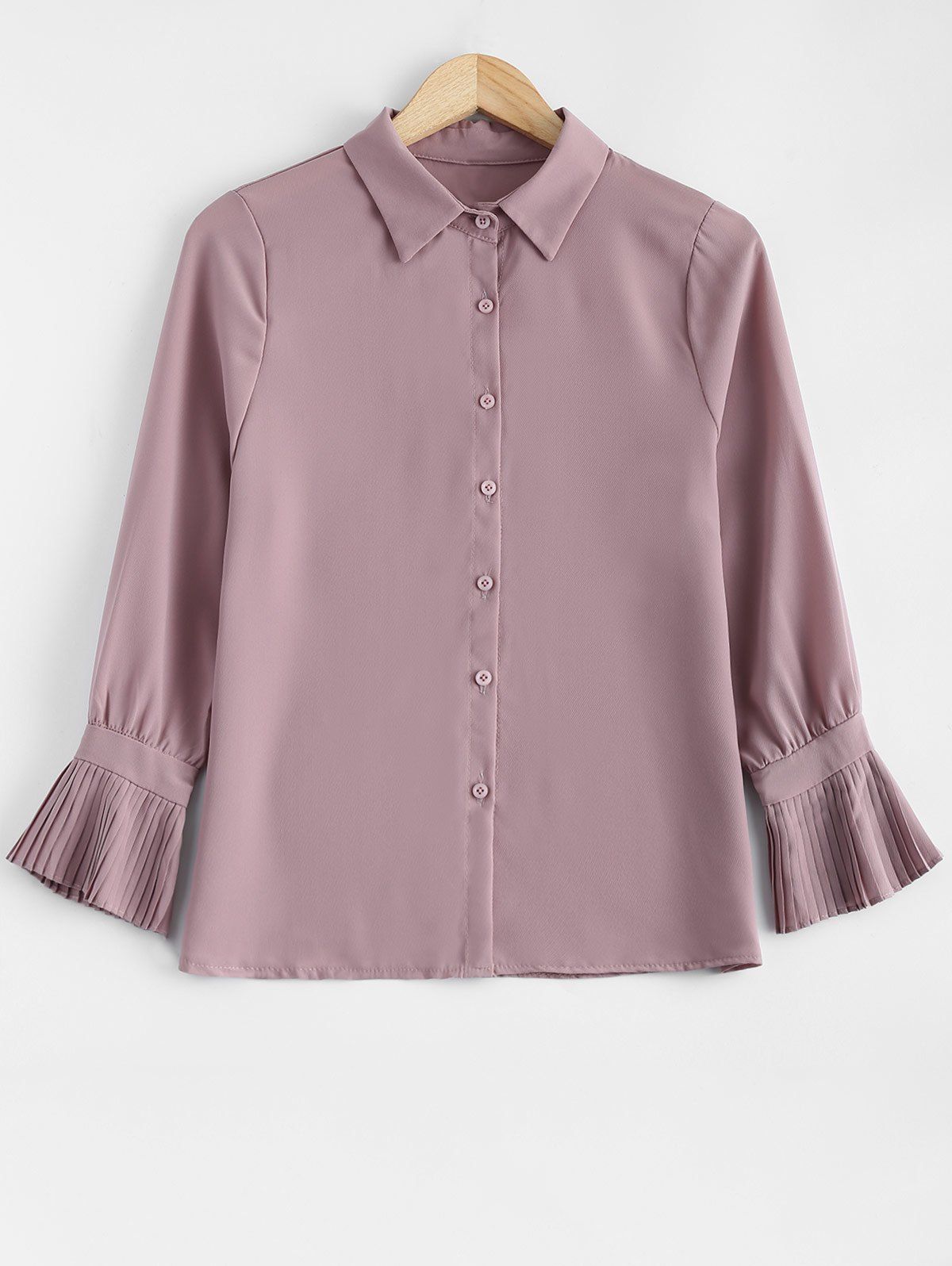 

Shirt Neck Long Sleeve Shirt, Pinkbeige