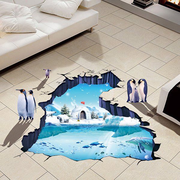 2018 Removable Creative 3D Polar Ice Bedroom Kindergarten Decoration Floor Sticker COLORMIX In Adesivo Desentupidor De Vaso Sanitario Mercado Livre ~ 2018 Removable Creative 3D Polar Ice Bedroom Kindergarten Decoration Floor Sticker COLORMIX In