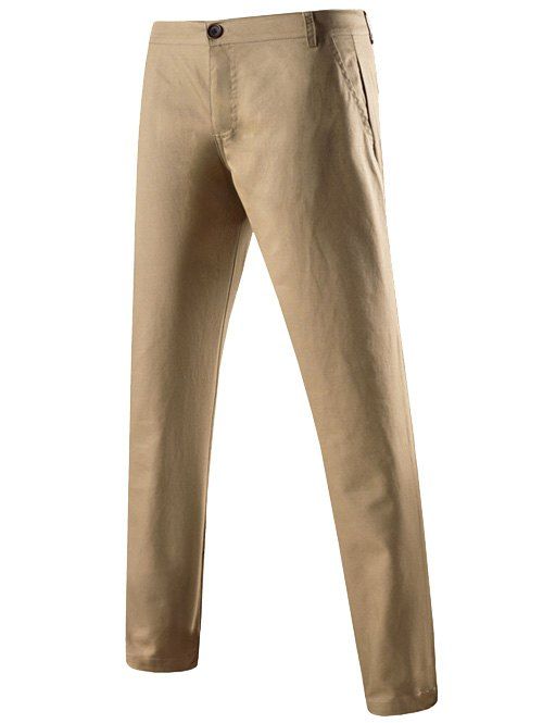 Pocket Retour moyenne hauteur Pantalons Zipper Fly Chino - Kaki 3XL