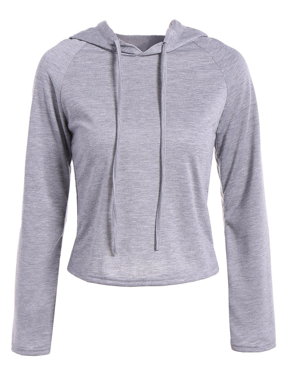 

Raglan Sleeve Drawstring Hooded T-Shirt, Gray