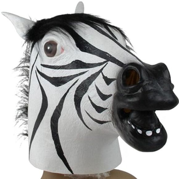 Masque Accessoire Fête d'Halloween Cosplay Tête de Zèbre - Blanc 