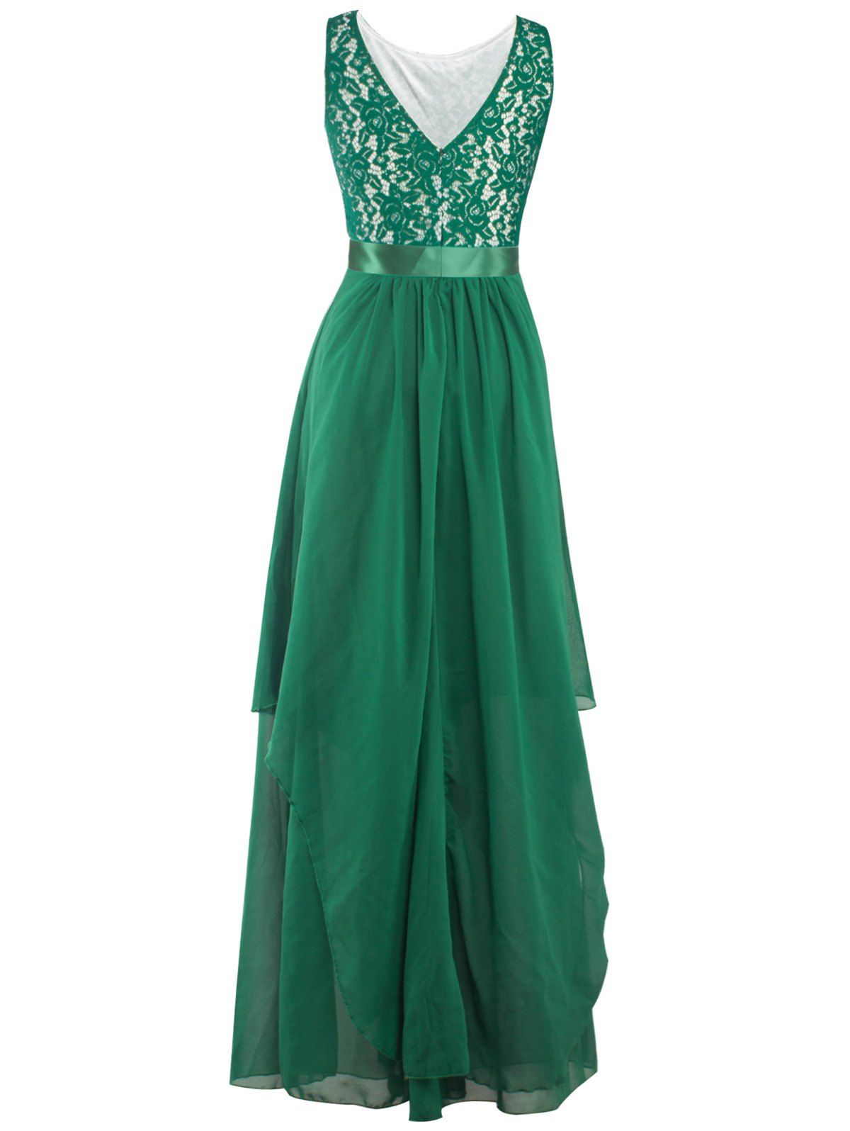 

Chiffon Layered Long Bridesmaid Wedding Party Dress, Green