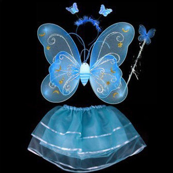 

Halloween Cospaly Butterfly Angel 4PCS Kids Costume Set, Blue