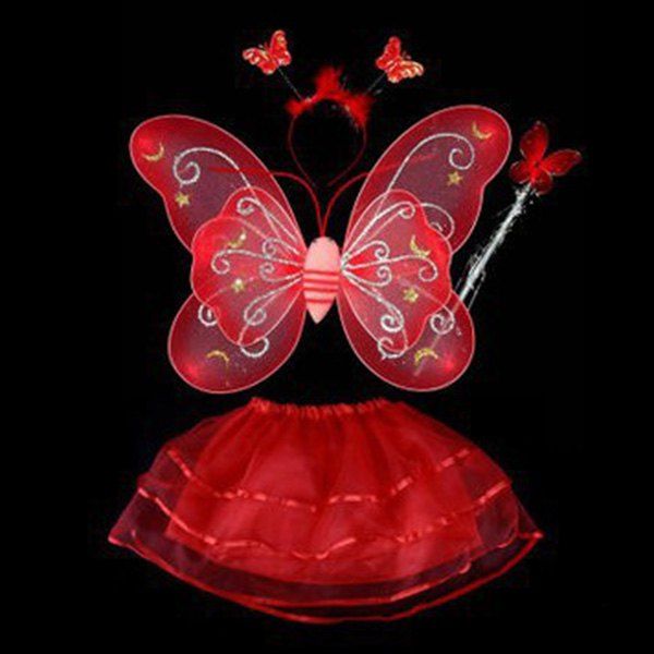 

Halloween Cospaly Butterfly Angel 4PCS Kids Costume Set, Red