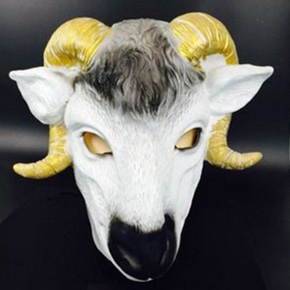 Halloween Party Goat Tête d'un animal Cospaly Prop Mask - Blanc et Jaune 