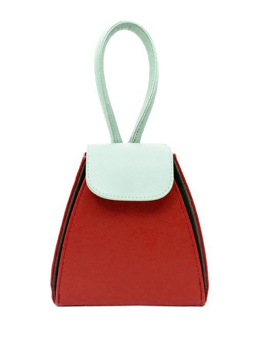 Color Block PU cuir Mini sac à main - Rouge 