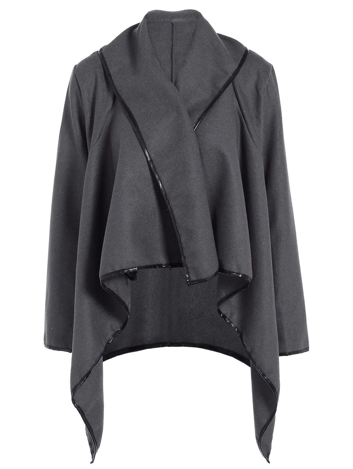 

Open Front Zipped Asymmetric Coat, Deep gray