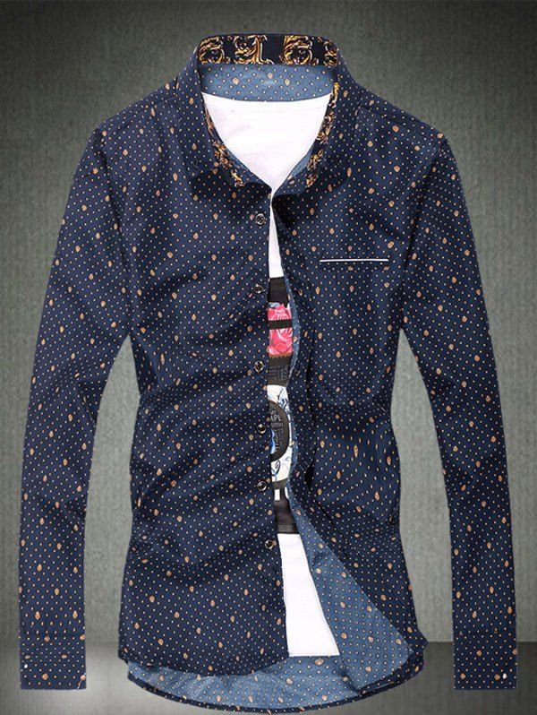 

Plus Size Spot Water Drop Printed Shirt, Cadetblue