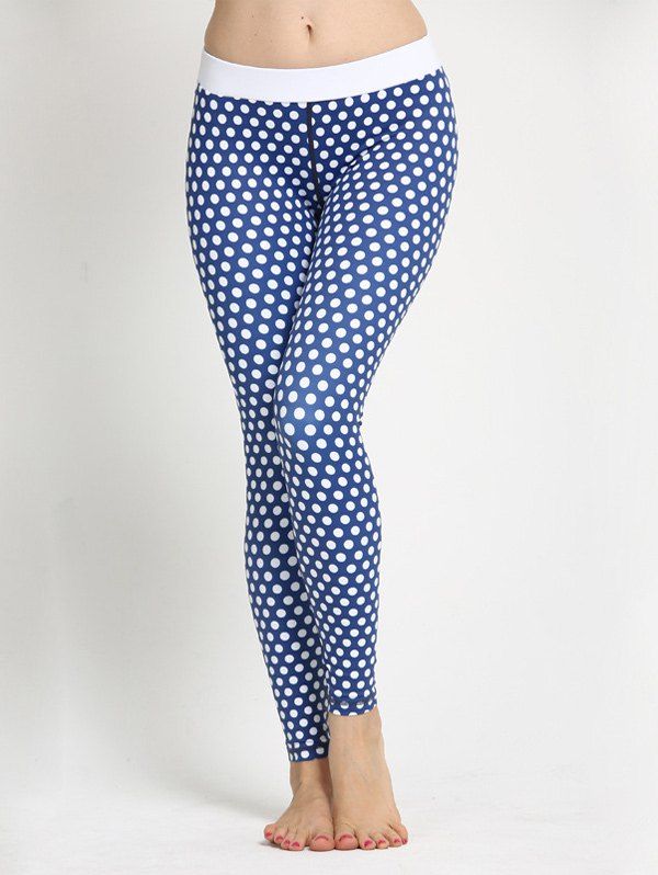 

Polka Dot Skinny Yoga Leggings, Blue