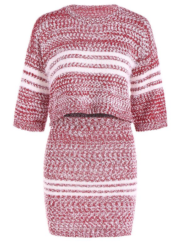 Striped Pull court et moulante Mini-jupe - Rouge ONE SIZE