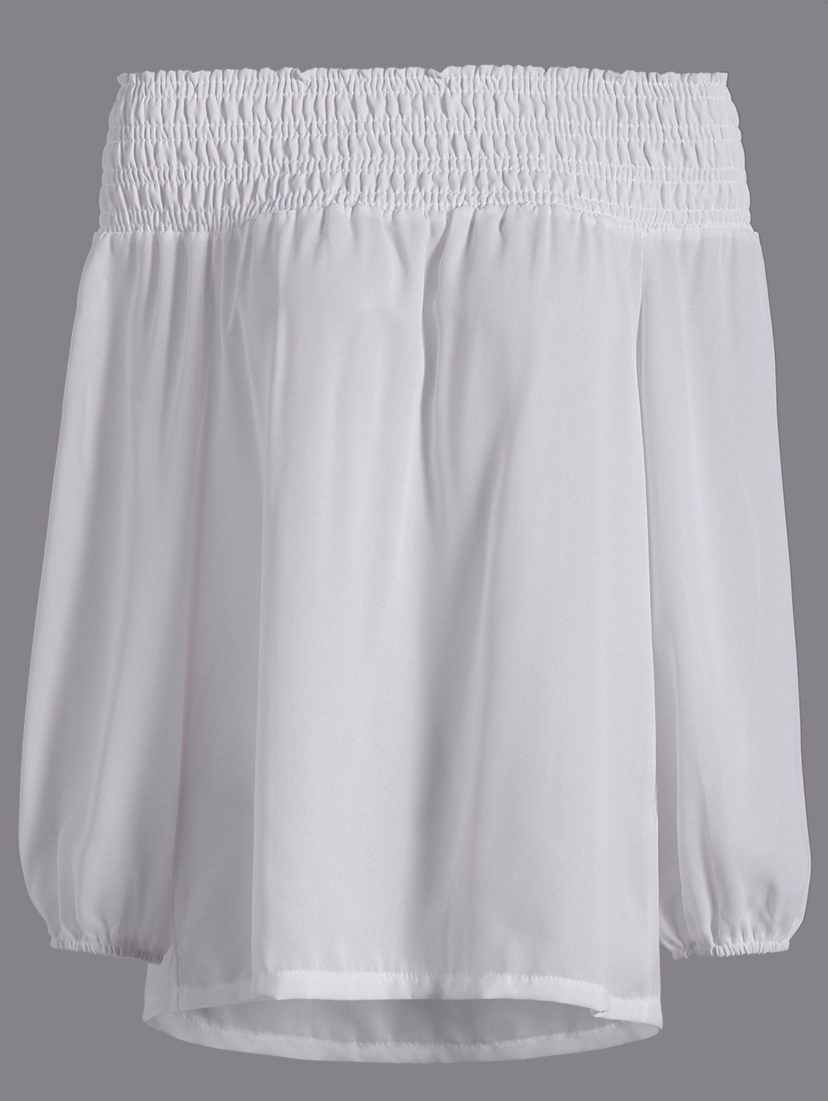 

Off-The-Shoulder Shirred Chiffon Blouse, White