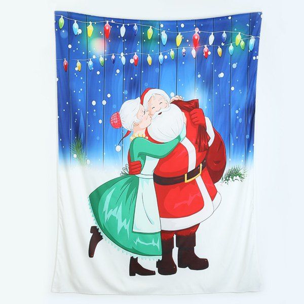 

Happy Santa Claus Printed Christmas Beach Throw, Azure