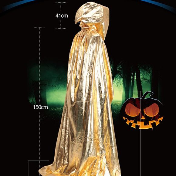 Cape à Capuche Sorcier Cospaly Halloween Robe de Bal - d'or 