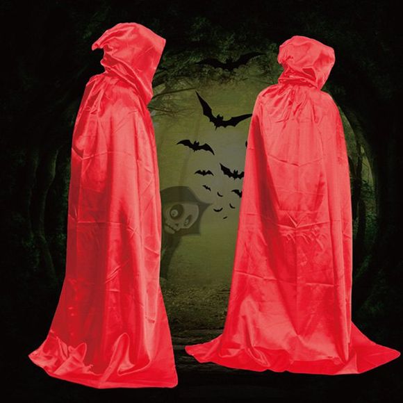 Cape à Capuche Sorcier Cospaly Halloween Robe de Bal - Rouge 