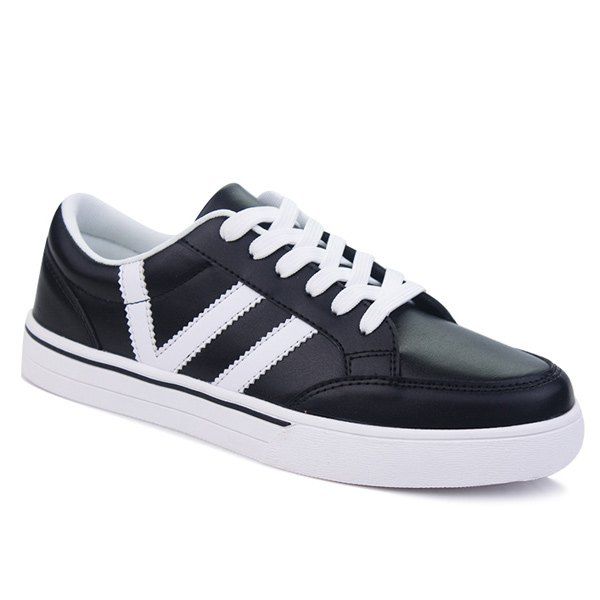 

Casual Lace-Up Color Splice Skate Shoes, Black