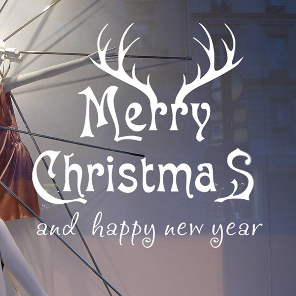 

Deer Head Merry Christmas Removeable Wall Sticker, White