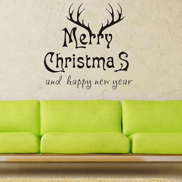 

Deer Head Merry Christmas Removeable Wall Sticker, Black