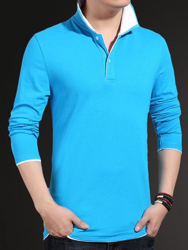 

Long Sleeve Plus Size Polo Shirt, Blue