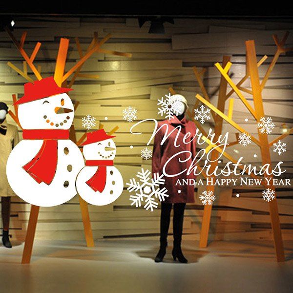 

Removeable Merry Christmas Snow Man Wall Sticker, White