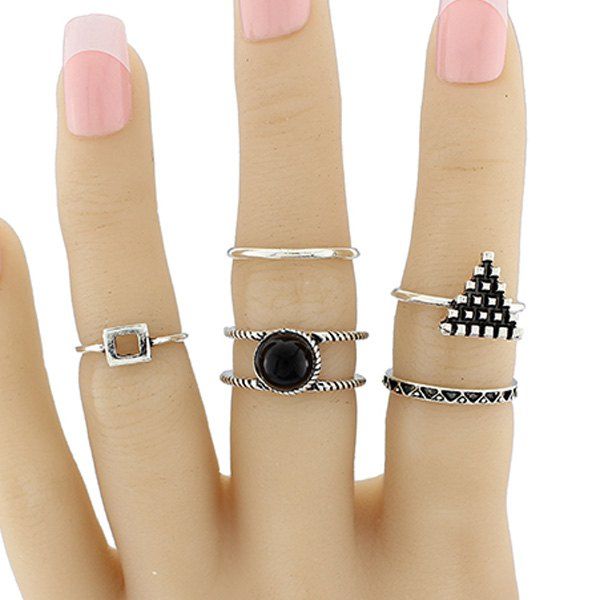 

Alloy Geometric Circle Jewelry Ring Set, Silver
