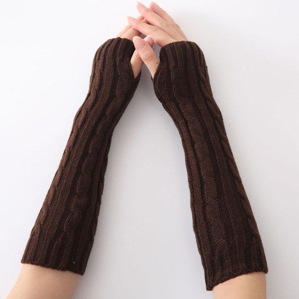 

Christmas Hemp Flowers Crochet Knit Arm Warmers, Coffee