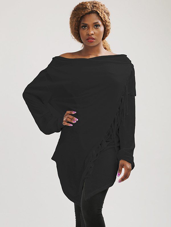 

Multiway Wear Fringe Asymmetric Kimono, Black