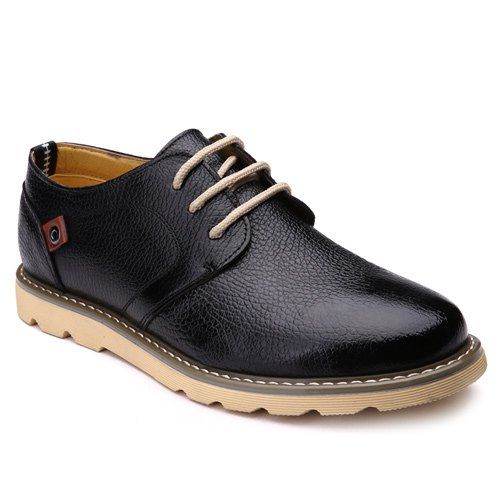

Lace-Up PU Leather Casual Shoes, Black
