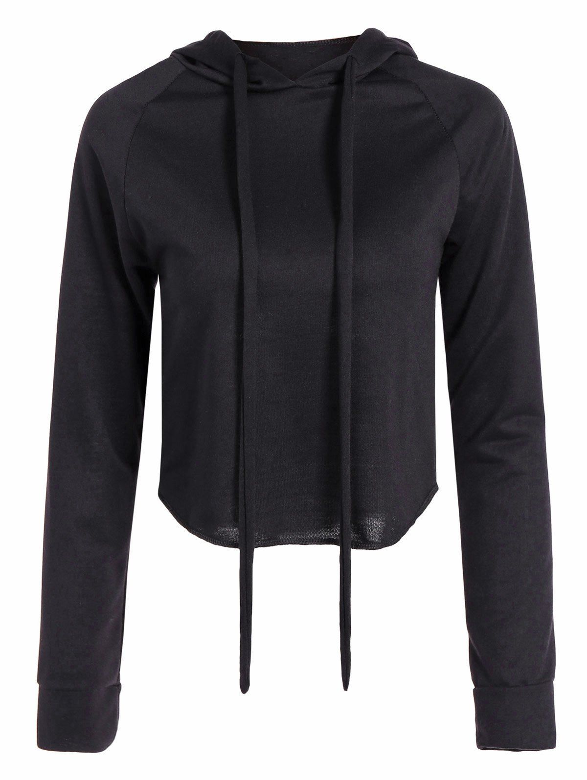 [41% OFF] 2021 Raglan Sleeve Drawstring Hoodie In BLACK | DressLily