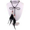 Faux velours cuir Bows Feather Choker - Noir 
