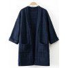 Manches 3/4 Pocket design Cardigan texturé - Cadetblue ONE SIZE