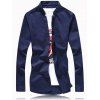 Tournez-Down Button Collar Solid Color Plus Size Shirt - Cadetblue M