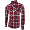 Front Shirt design Pocket manches longues Plaid - Rouge L