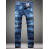 Zip-Fly Straight Leg Jeans Détruit - Bleu Toile de Jean 34