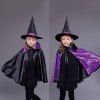 Halloween Sorcière Cospaly Prop enfants Cape Costume Set - Noir et Violet 